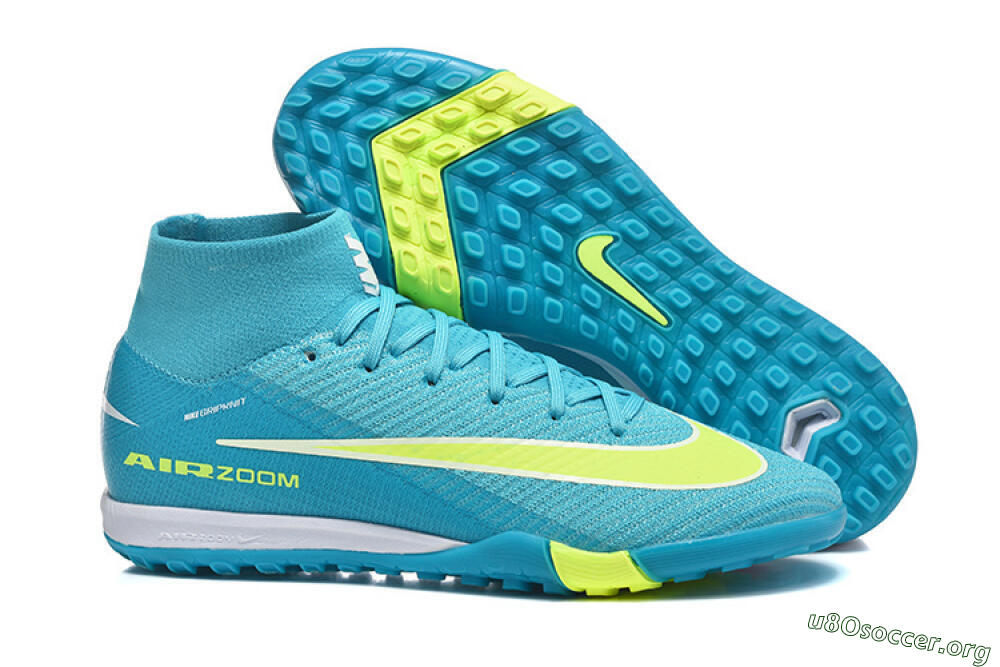 Nike Air Zoom Mercurial Superfly 10 Elite TF Football Shoes - Blue/Electric Lime/Neon Yellow 2