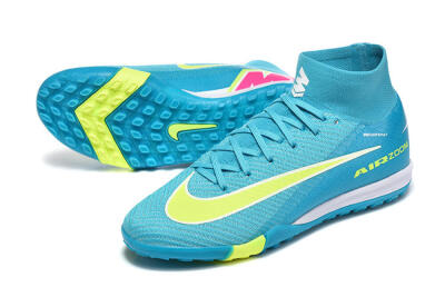 Nike Air Zoom Mercurial Superfly 10 Elite TF Football Shoes - Blue/Electric Lime/Neon Yellow