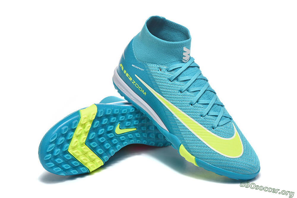 Nike Air Zoom Mercurial Superfly 10 Elite TF Football Shoes - Blue/Electric Lime/Neon Yellow 4