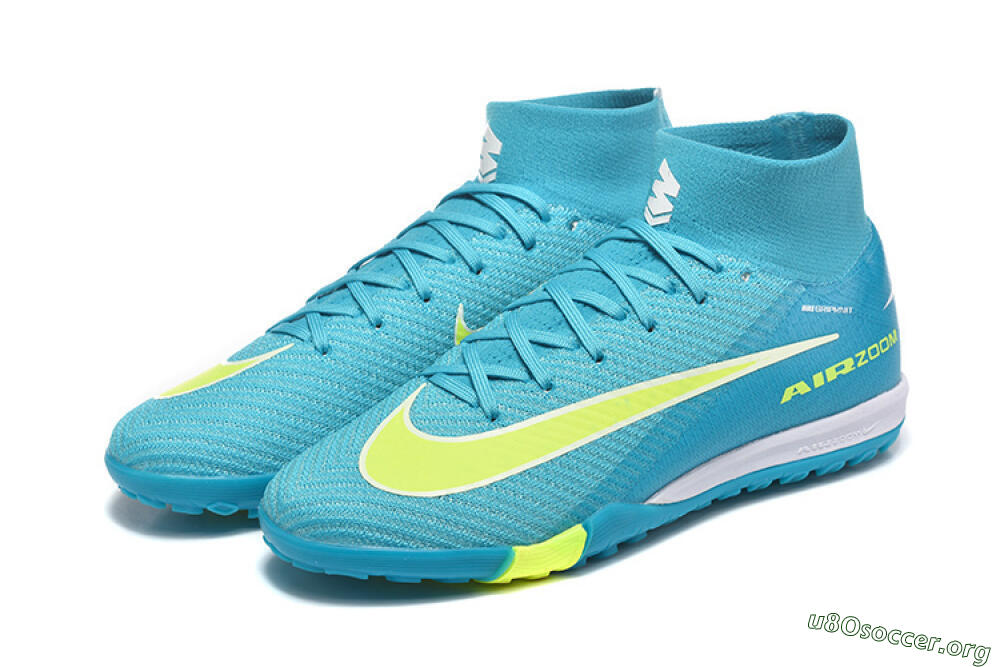 Nike Air Zoom Mercurial Superfly 10 Elite TF Football Shoes - Blue/Electric Lime/Neon Yellow 5
