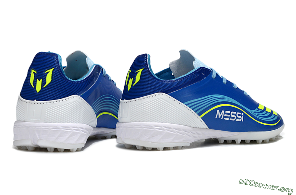 Messi x Adidas F50 Pro TF Football Shoes - Blue/Neon Green/White 7