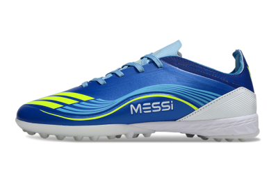 Messi x Adidas F50 Pro TF Football Shoes - Blue/Neon Green/White