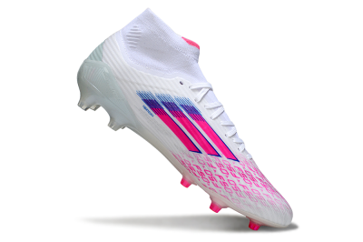 Adidas F50 Elite Mid FG Football Boots - White/Neon Pink/Cyan Blue