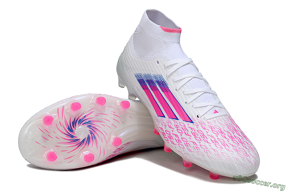 Adidas F50 Elite Mid FG Football Boots - White/Neon Pink/Cyan Blue 0