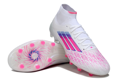 Adidas F50 Elite Mid FG Football Boots - White/Neon Pink/Cyan Blue