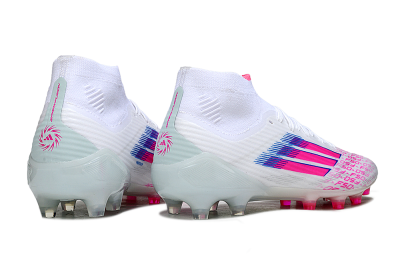 Adidas F50 Elite Mid FG Football Boots - White/Neon Pink/Cyan Blue