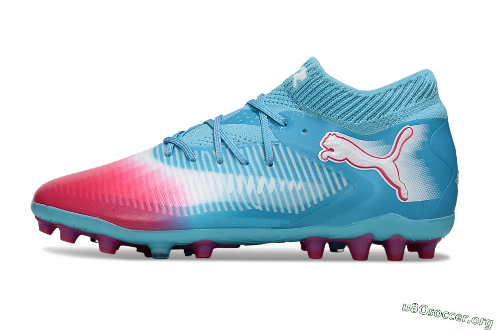 Puma Future 8 Ultimate MG Football Boots - Blue/Sky Blue/Fuchsia Pink 3