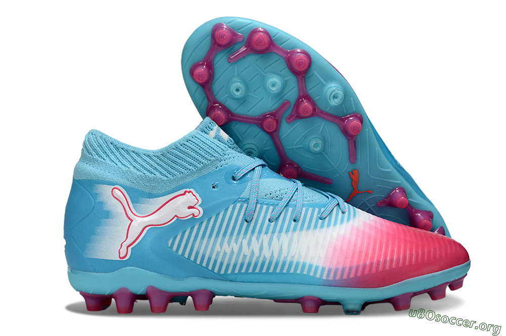 Puma Future 8 Ultimate MG Football Boots - Blue/Sky Blue/Fuchsia Pink 2