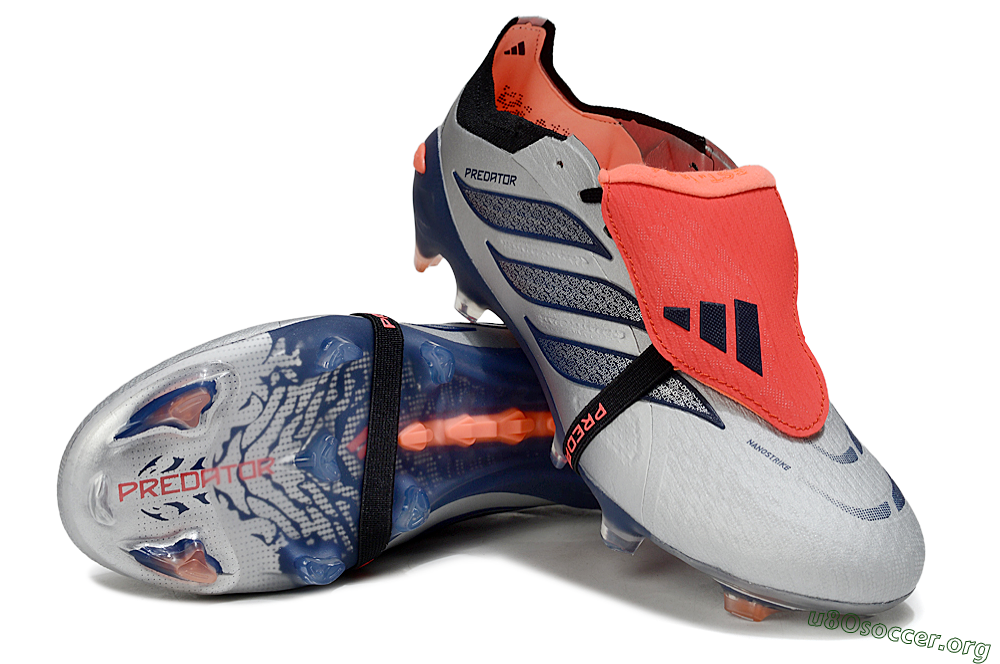 Adidas Predator 26 Elite Fold-Over Tongue FG Football Boots - Gray/Navy Blue/Orange 0