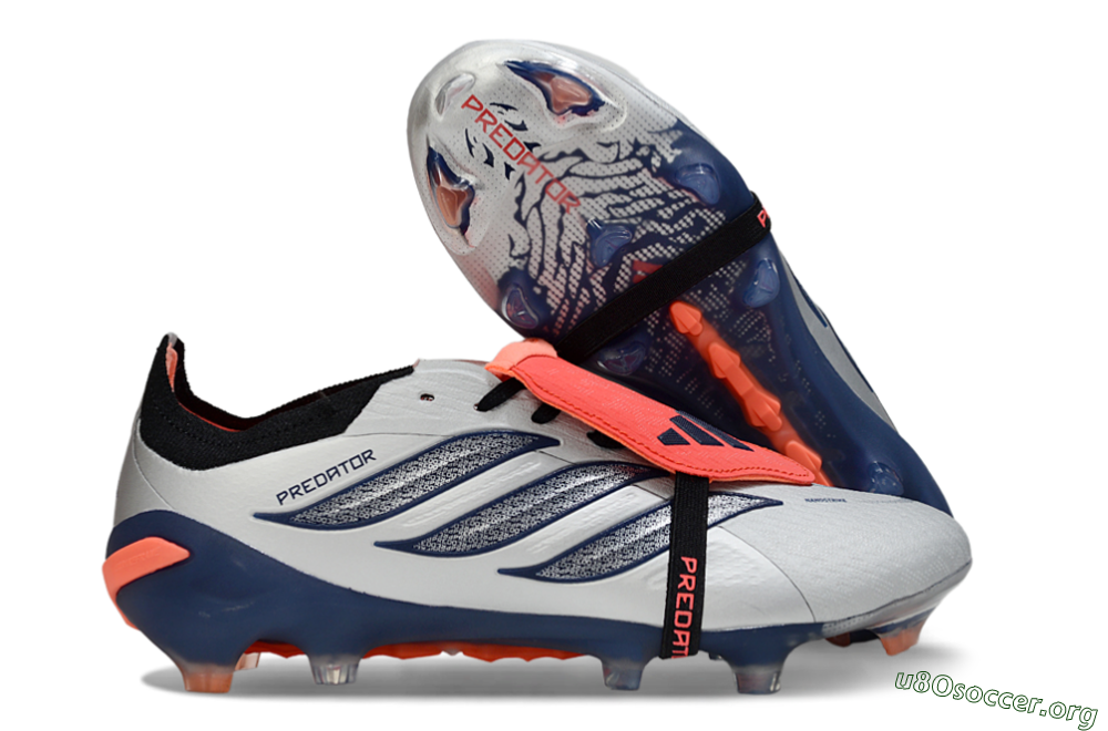 Adidas Predator 26 Elite Fold-Over Tongue FG Football Boots - Gray/Navy Blue/Orange 2