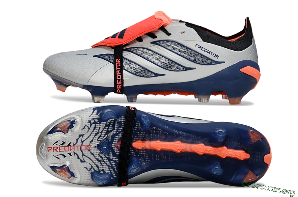 Adidas Predator 26 Elite Fold-Over Tongue FG Football Boots - Gray/Navy Blue/Orange 1