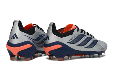 Adidas Predator 26 Elite FG Football Boots - Silver/Navy Blue/Neon Orange