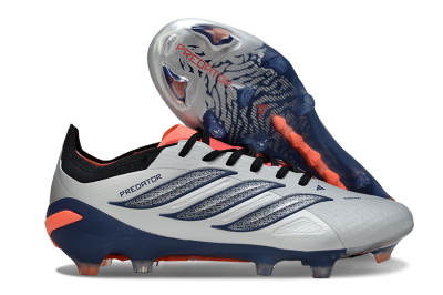 Adidas Predator 26 Elite FG Football Boots - Silver/Navy Blue/Neon Orange