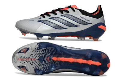 Adidas Predator 26 Elite FG Football Boots - Silver/Navy Blue/Neon Orange