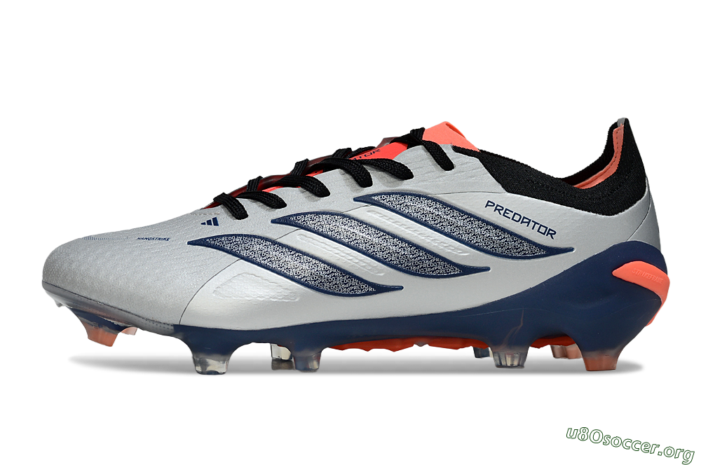 Adidas Predator 26 Elite FG Football Boots - Silver/Navy Blue/Neon Orange 3