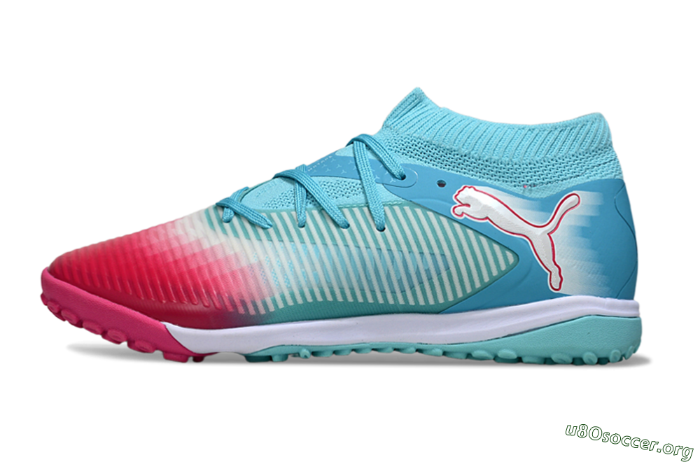 Puma Future 8 Ultimate TF Football Shoes - Aqua/Coral Pink/Soft Blue 3