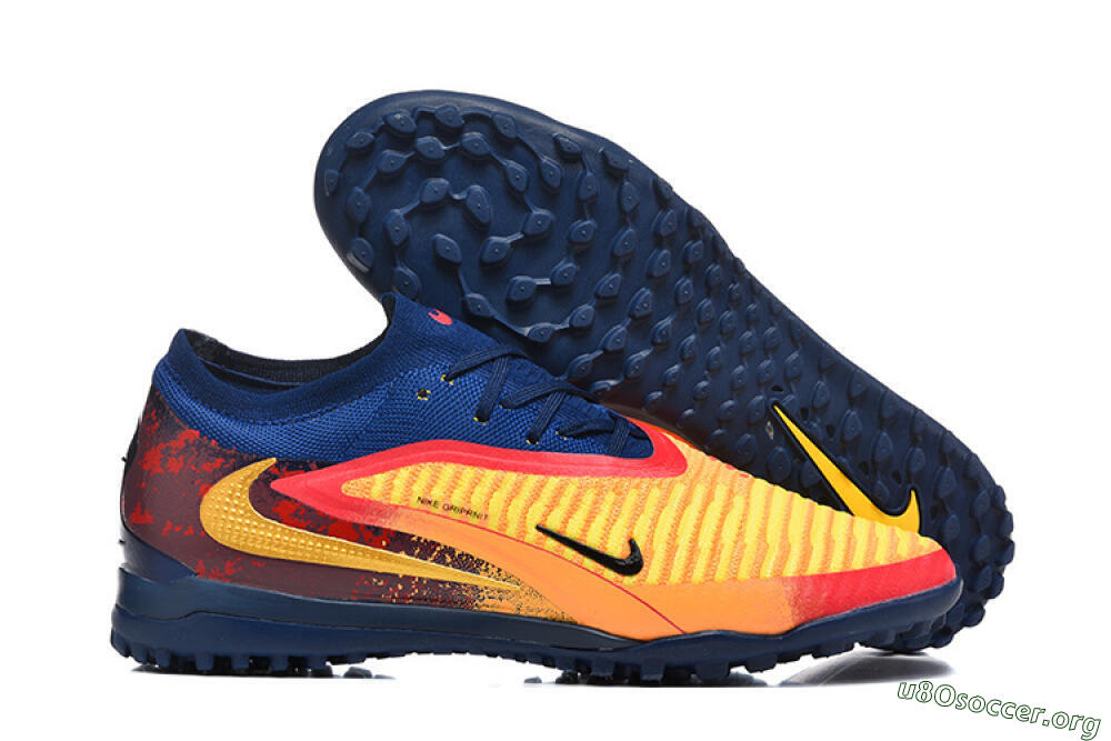 Nike Phantom 6 Low Elite TF Football Shoes - Yellow/Fiery Red/Navy Blue 2
