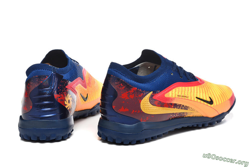 Nike Phantom 6 Low Elite TF Football Shoes - Yellow/Fiery Red/Navy Blue 9
