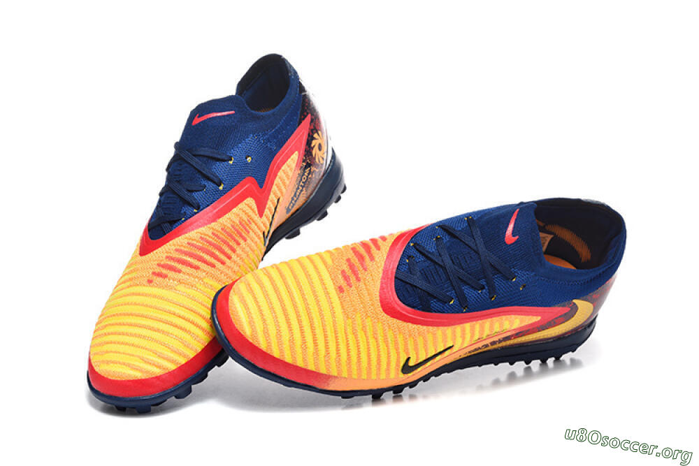 Nike Phantom 6 Low Elite TF Football Shoes - Yellow/Fiery Red/Navy Blue 6