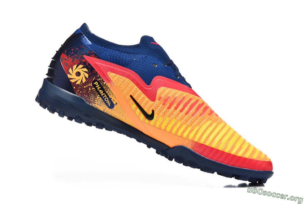 Nike Phantom 6 Low Elite TF Football Shoes - Yellow/Fiery Red/Navy Blue 7