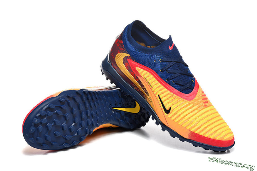 Nike Phantom 6 Low Elite TF Football Shoes - Yellow/Fiery Red/Navy Blue 4