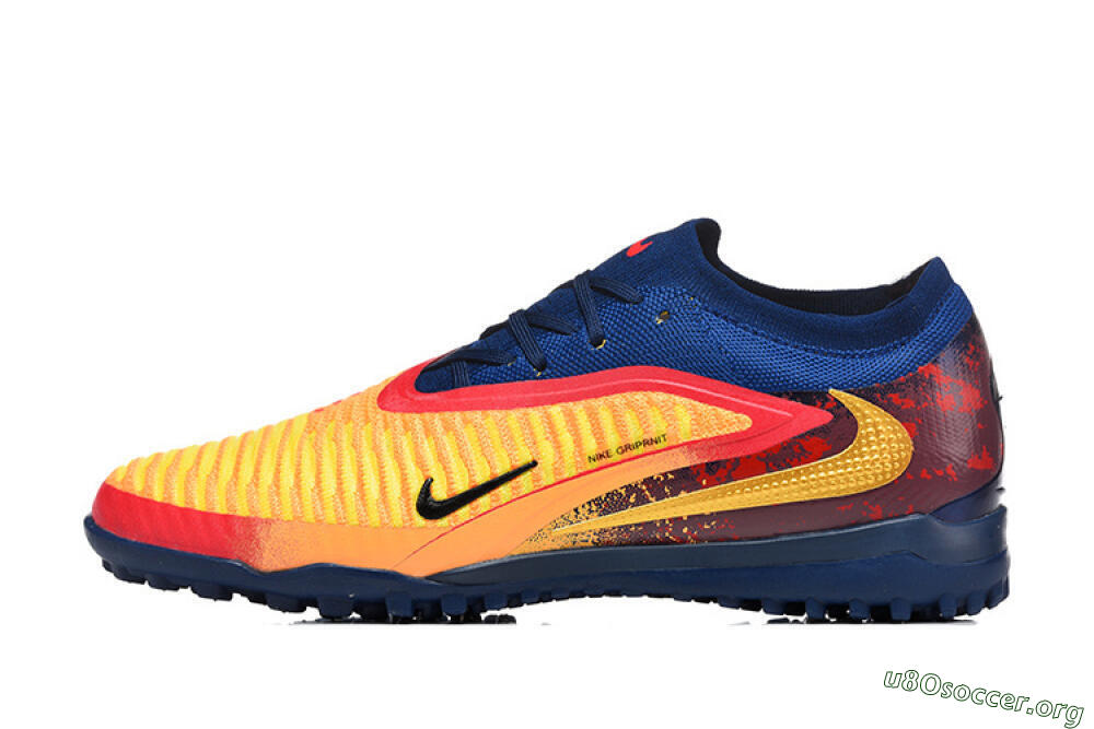 Nike Phantom 6 Low Elite TF Football Shoes - Yellow/Fiery Red/Navy Blue 3