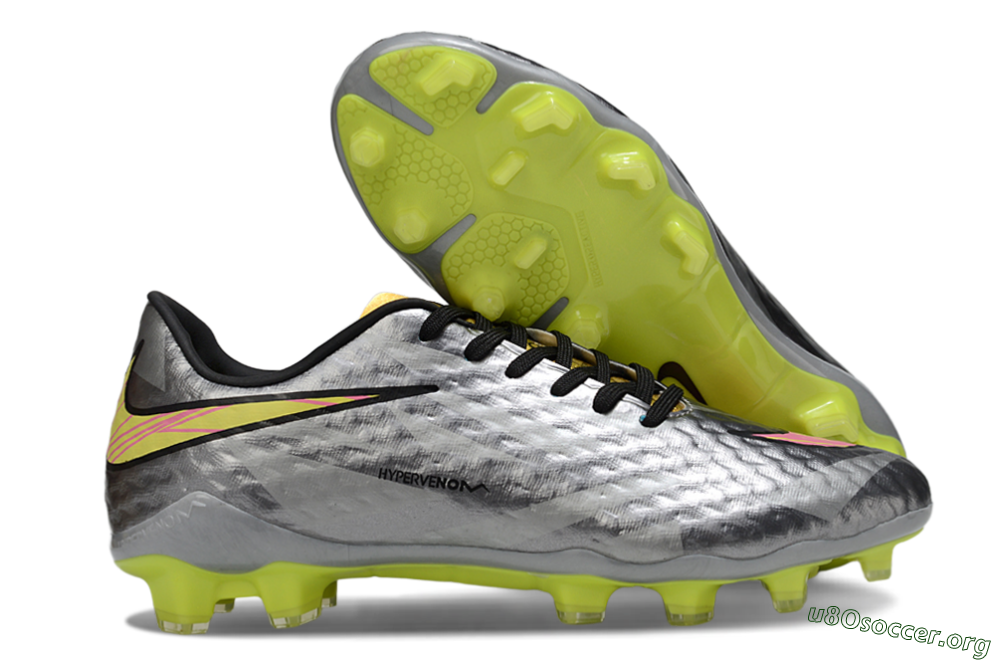 Nike Hypervenom Phantom FG Football Boots - Gray/Neon Yellow/Metallic Silver 2