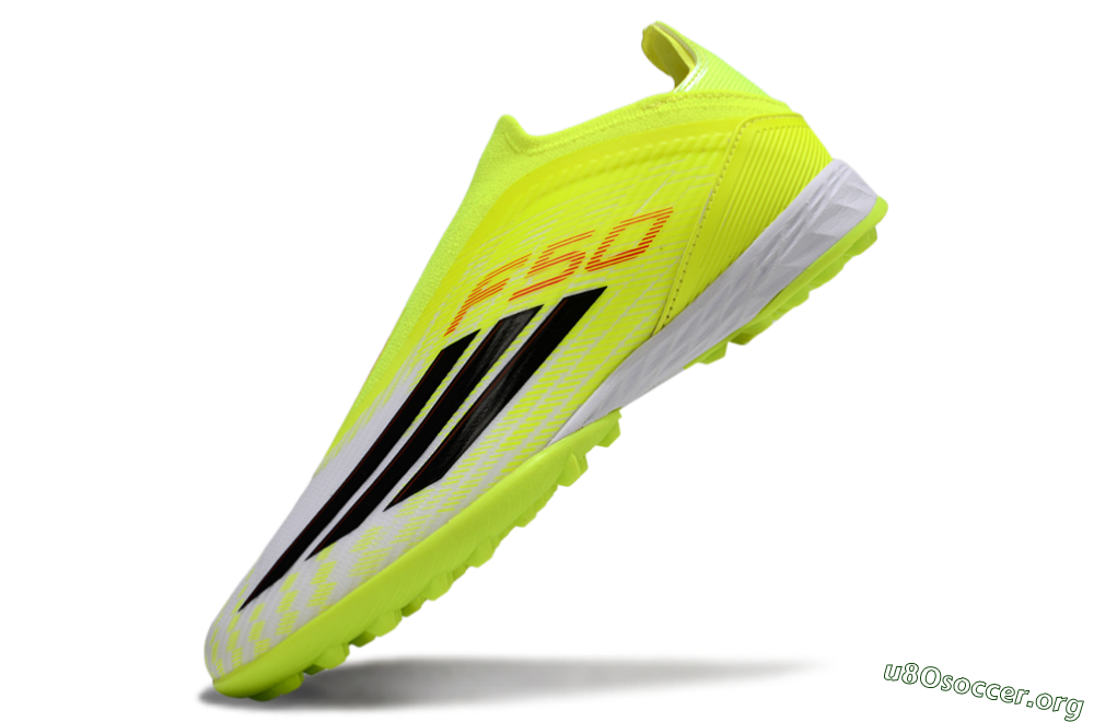 Adidas F50 Elite Laceless TF Football Shoes - Yellow/Neon Yellow/Crisp White 6
