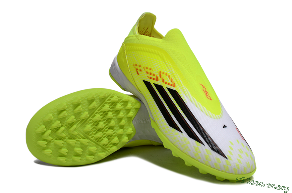 Adidas F50 Elite Laceless TF Football Shoes - Yellow/Neon Yellow/Crisp White 4