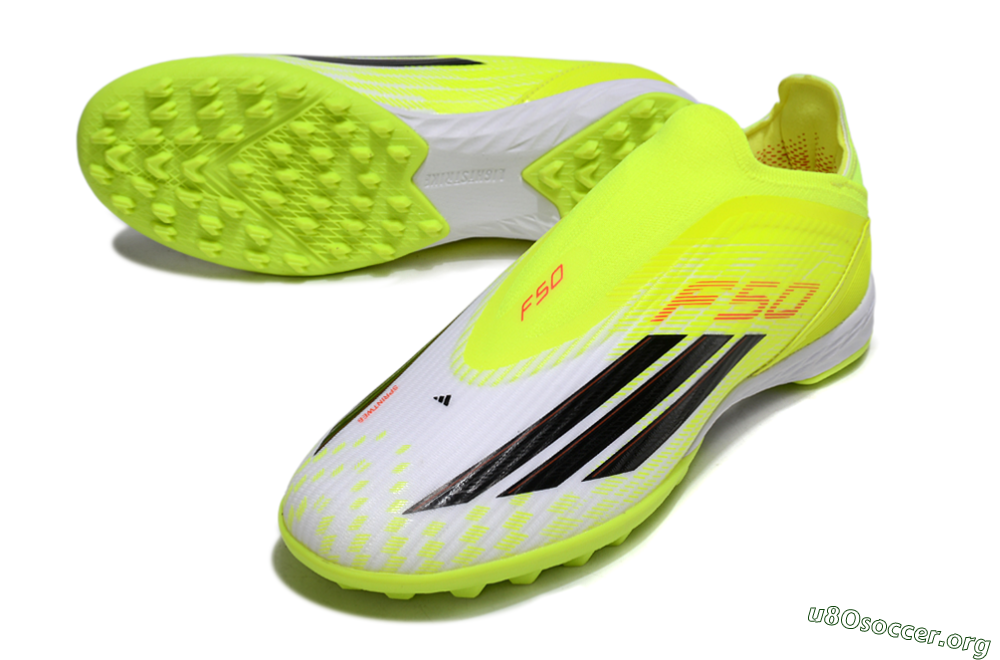 Adidas F50 Elite Laceless TF Football Shoes - Yellow/Neon Yellow/Crisp White 0