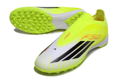 Adidas F50 Elite Laceless TF Football Shoes - Yellow/Neon Yellow/Crisp White