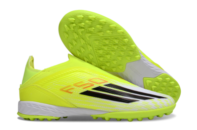 Adidas F50 Elite Laceless TF Football Shoes - Yellow/Neon Yellow/Crisp White