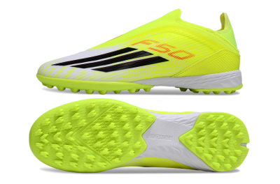 Adidas F50 Elite Laceless TF Football Shoes - Yellow/Neon Yellow/Crisp White