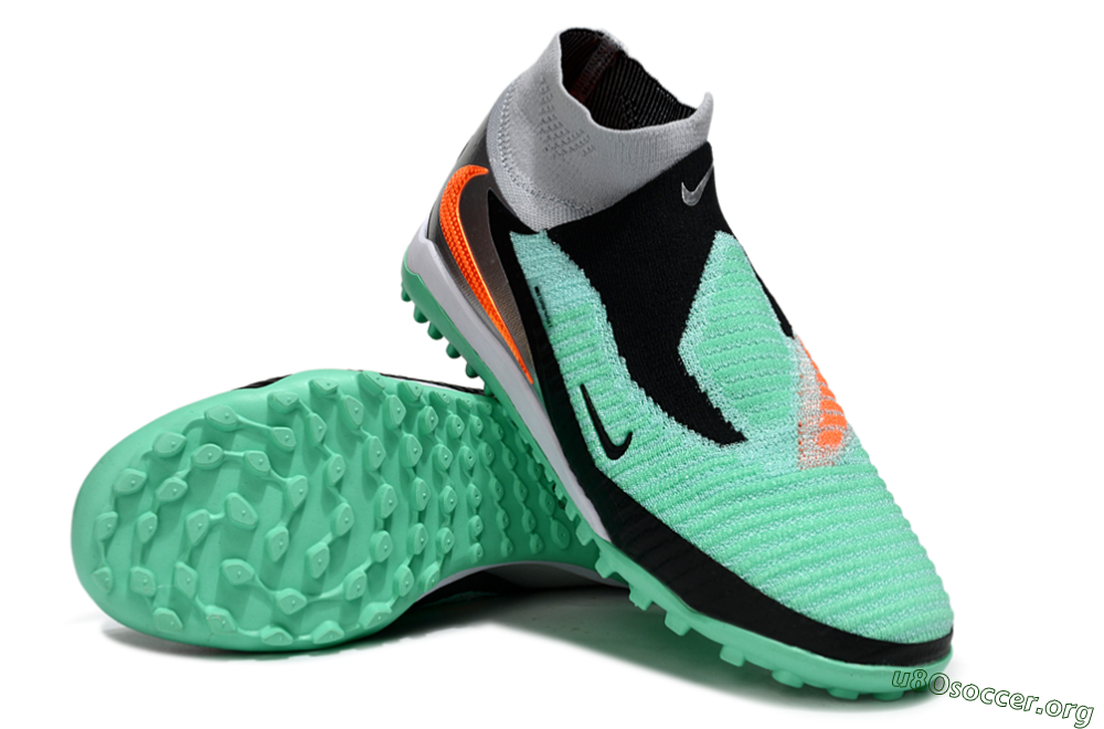 Nike Phantom 6 High Elite TF Football Shoes - Green/Aqua Mint/Neon Orange 4