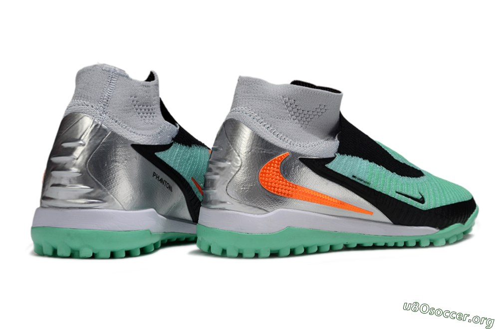 Nike Phantom 6 High Elite TF Football Shoes - Green/Aqua Mint/Neon Orange 7