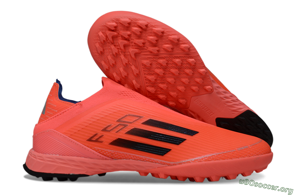 Adidas F50 Elite Laceless TF Football Shoes - Coral/Bright Coral/Black 2