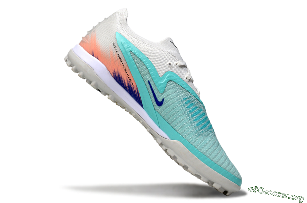 Nike Phantom 6 Low Elite TF Football Shoes - Aqua/Sky Blue/Coral Orange 4