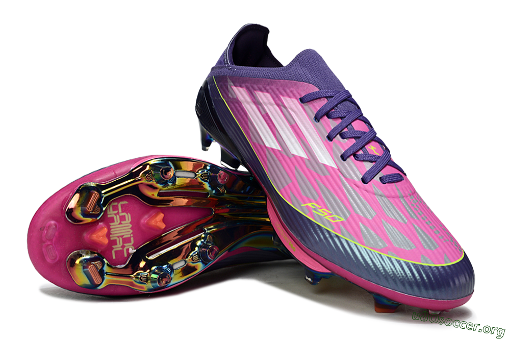 Adidas F50 Elite Lightstrike Pro FG Football Boots - Pink/Neon Yellow/Deep Purple 4