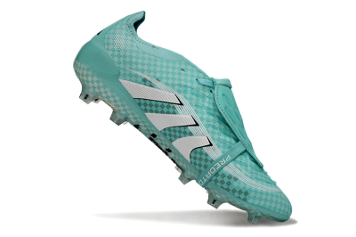 Adidas Predator 25 Elite Fold-Over Tongue FG Football Boots - Aqua/Turquoise Blue/White