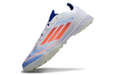 Adidas F50 Pro TF Football Shoes - White/Electric Blue/Fiery Orange