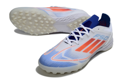 Adidas F50 Pro TF Football Shoes - White/Electric Blue/Fiery Orange