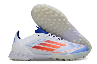 Adidas F50 Pro TF Football Shoes - White/Electric Blue/Fiery Orange