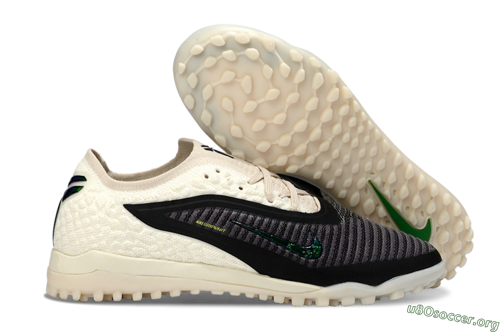 Nike Phantom 6 Low Elite TF Football Shoes - Black/Electric Green/Neutral Beige 2