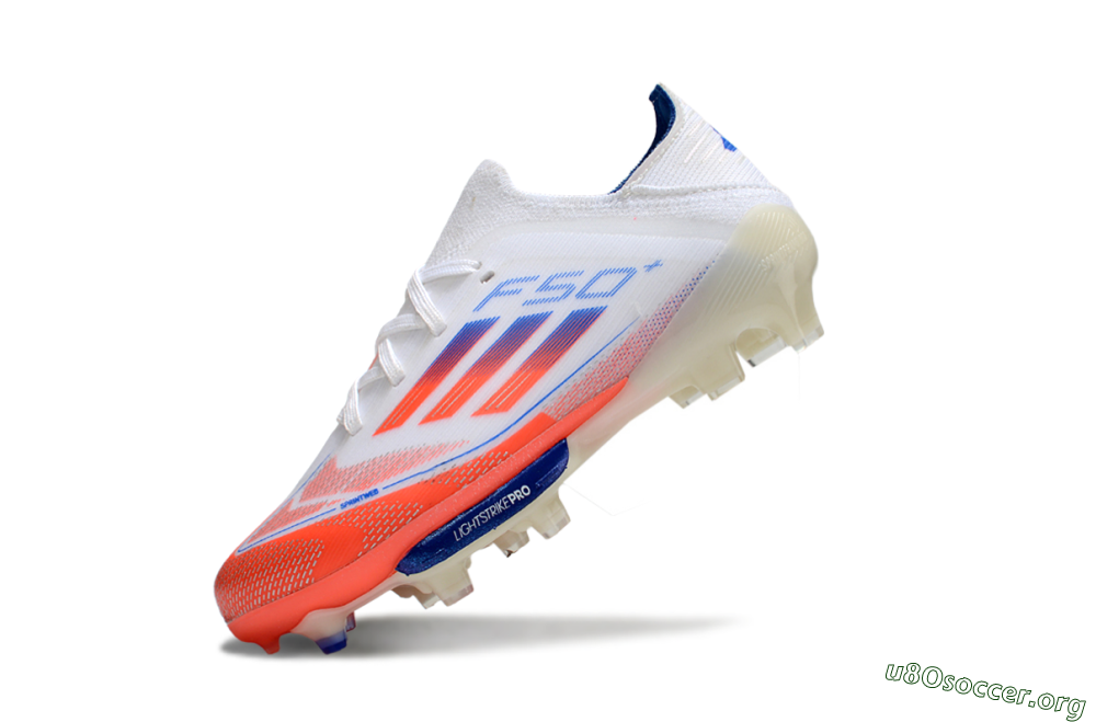 Adidas F50 Elite Lightstrike Pro FG Football Boots - White/Coral/Blue 4