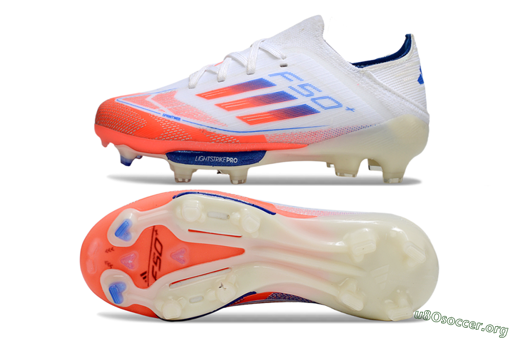 Adidas F50 Elite Lightstrike Pro FG Football Boots - White/Coral/Blue 1
