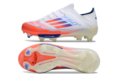 Adidas F50 Elite Lightstrike Pro FG Football Boots - White/Coral/Blue