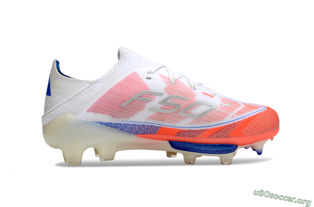 Adidas F50 Elite Lightstrike Pro FG Football Boots - White/Coral/Blue 5