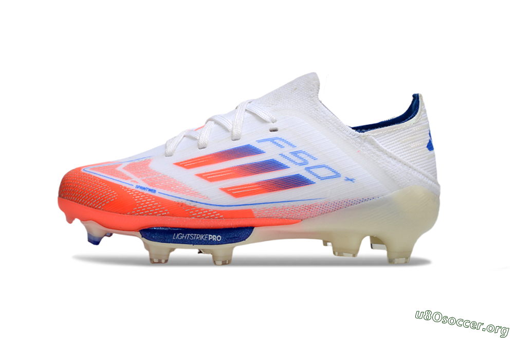 Adidas F50 Elite Lightstrike Pro FG Football Boots - White/Coral/Blue 2