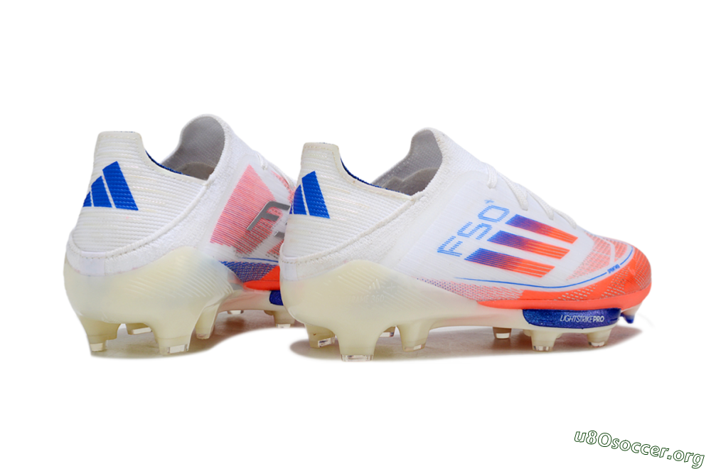 Adidas F50 Elite Lightstrike Pro FG Football Boots - White/Coral/Blue 6