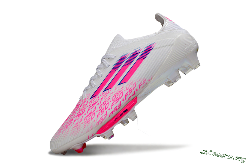 Adidas F50+ Elite Lightstrike Pro FG Football Boots - White/Fuchsia Pink/Soft Pink 6